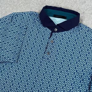 Greyson Polo Shirt Mens Small S Blue All Over Print Geometric G Performance Golf